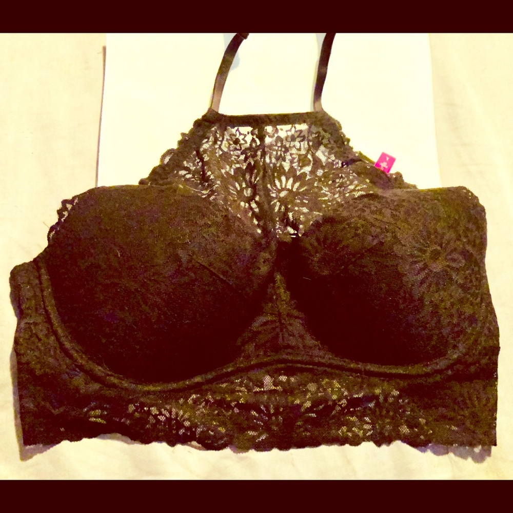 Victoria Secrets Pink black lace bra